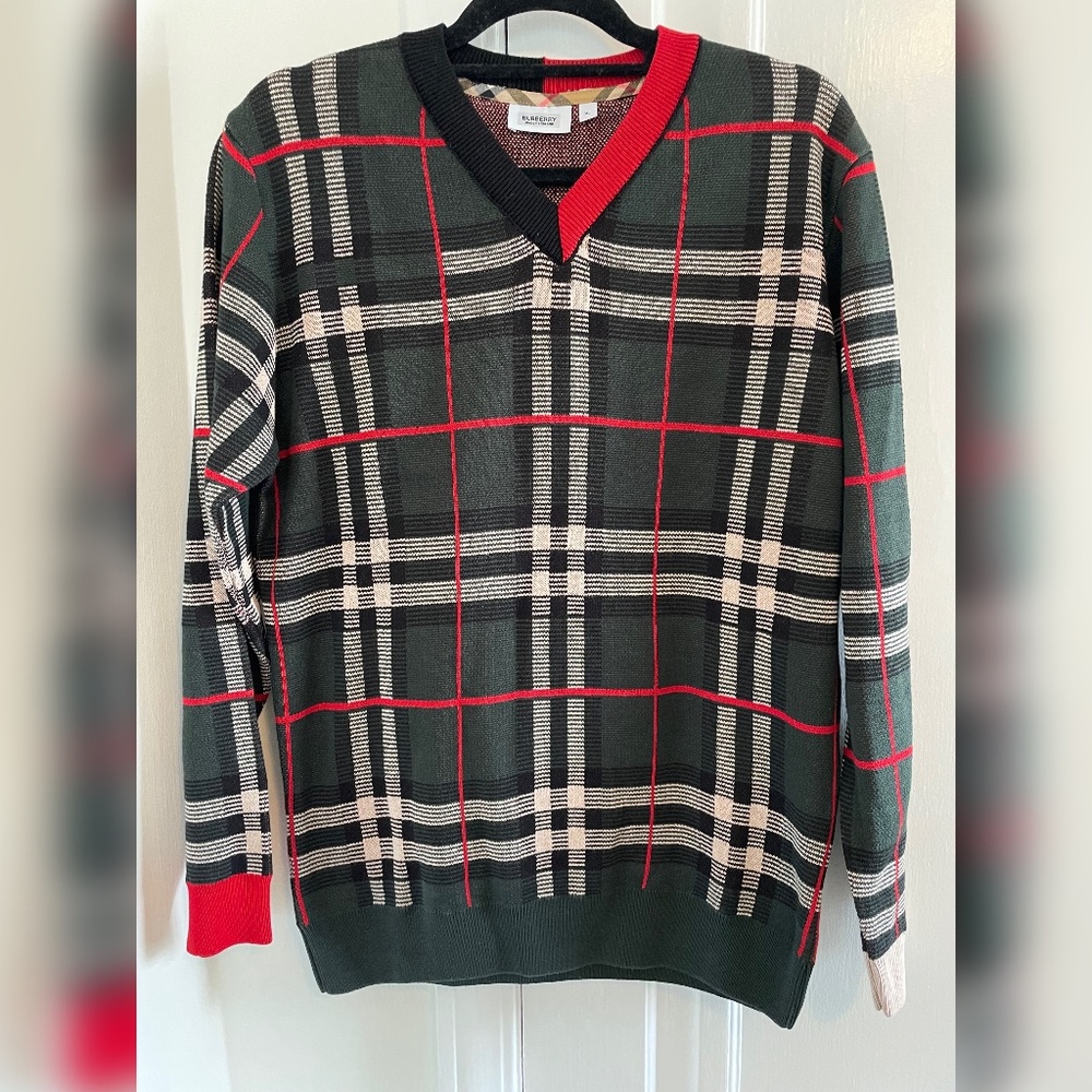 NWT - BURBERRY Sweater Men's Green Check
